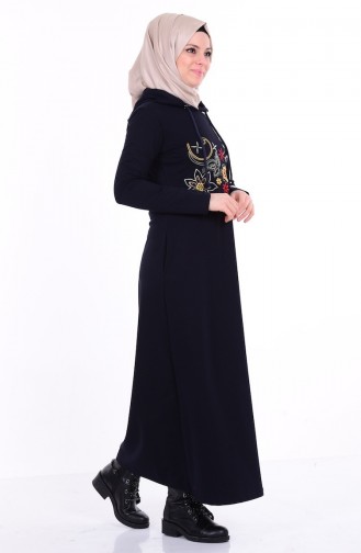 Navy Blue Hijab Dress 1306-03