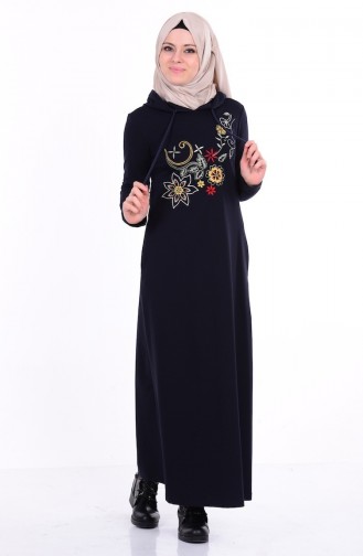 Navy Blue Hijab Dress 1306-03