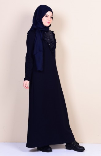 Navy Blue Hijab Dress 1322-02