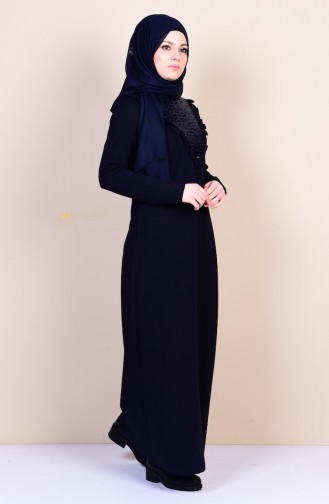 فستان بتفاصيل من الترتر  لون كحلي  1322-02