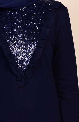 فستان بتفاصيل من الترتر  لون كحلي  1322-02