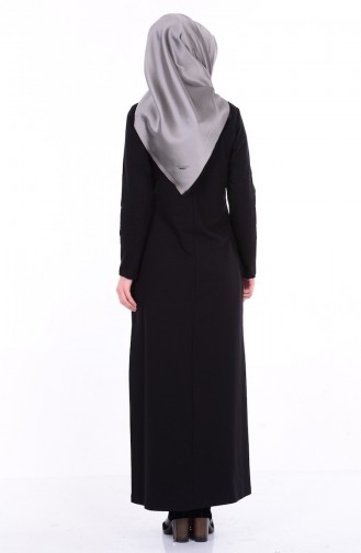 Baskılı Basic Elbise 1290-01 Siyah