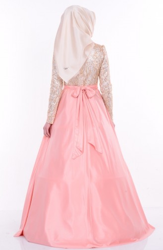 Pink Hijab Evening Dress 1043-09