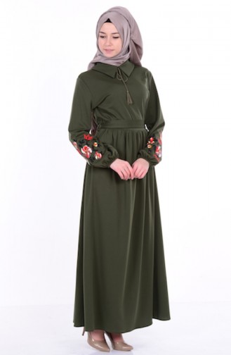 Khaki Hijab Dress 4128-02