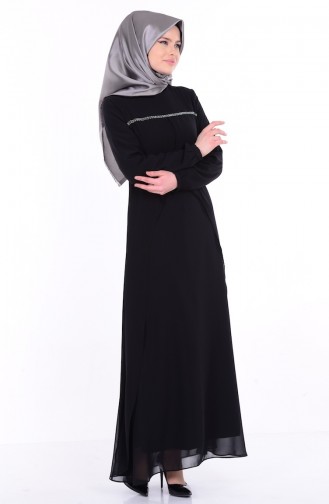 Robe Mousseline Asymétrique 99006-01 Noir 99006-01