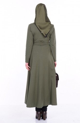 Nakışlı Elbise 1293-01 Haki Yeşil