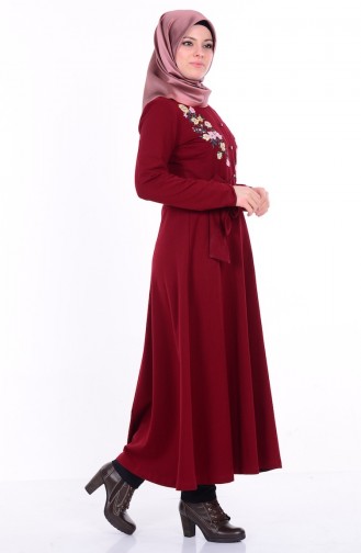 Claret Red Hijab Dress 1293-02