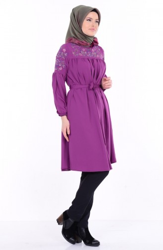 Nakışlı Tunik 4475-03 Mor