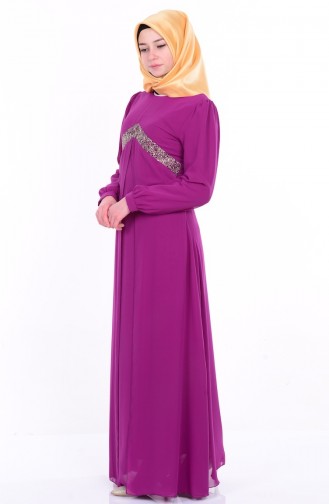 فستان شيفون لون أرجواني  99002-01