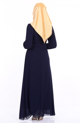 Navy Blue Hijab Dress 99002-03