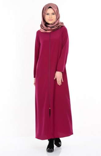 Abaya a Fermeture 1044-05 Cerise 1044-05