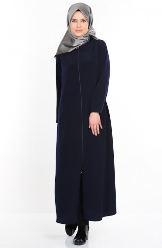 Abaya a Fermeture 1044-03 Bleu Marine 1044-03