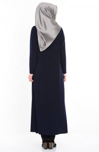 Abaya a Fermeture 1044-03 Bleu Marine 1044-03