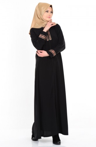 Abaya mit Stickerei 1080-01 Schwarz 1080-01