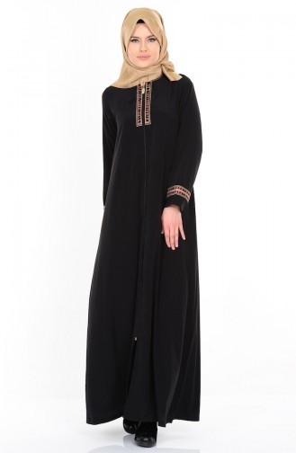 Abaya mit Stickerei 1080-01 Schwarz 1080-01