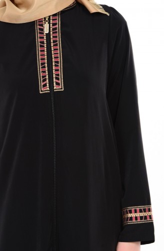 Abaya mit Stickerei 1080-01 Schwarz 1080-01