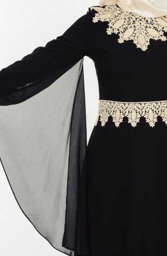 Black Hijab Evening Dress 2821-03