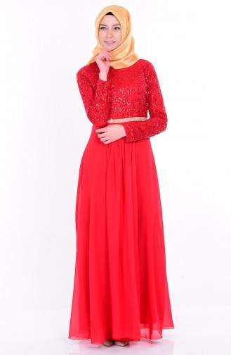 Rot Hijab-Abendkleider 2799-07