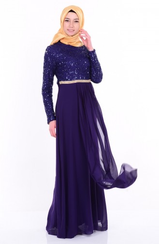 Purple Hijab Evening Dress 2799-08