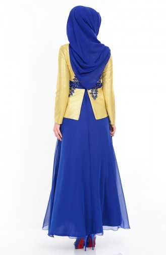 Saks-Blau Hijab-Abendkleider 2820-02