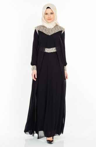 Black Hijab Evening Dress 2904-01