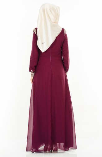 Plum Hijab Evening Dress 2904-03