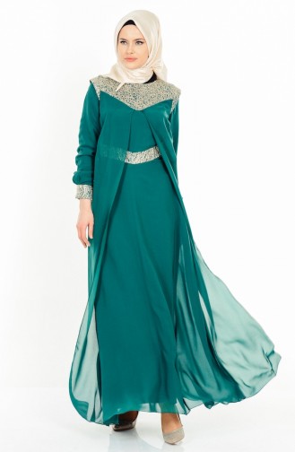 Green Hijab Evening Dress 2904-04