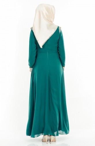 Green Hijab Evening Dress 2904-04