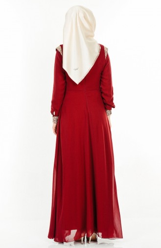 Weinrot Hijab-Abendkleider 2904-06