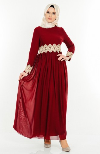 Weinrot Hijab-Abendkleider 2906-03