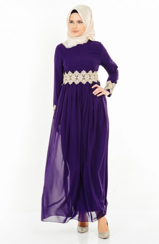 Purple Hijab Evening Dress 2906-06