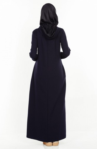 Navy Blue Hijab Dress 1289-02