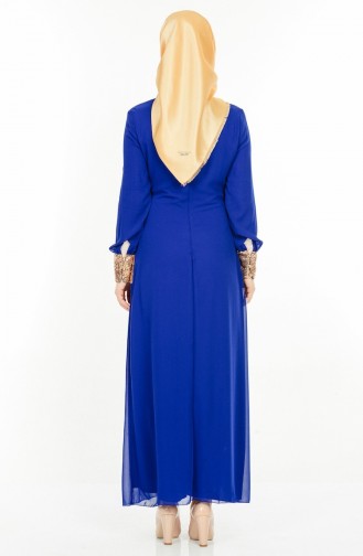 Saxe Hijab Evening Dress 2874-03