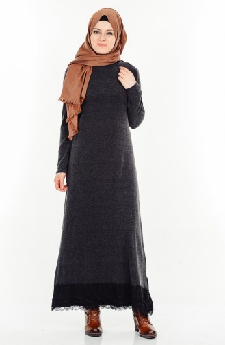 Rauchgrau Hijab Kleider 2036-04