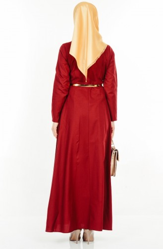 Claret Red Hijab Dress 5490-04