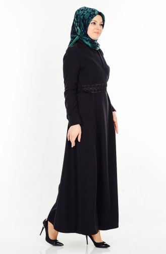 Schwarz Hijab Kleider 1779-03