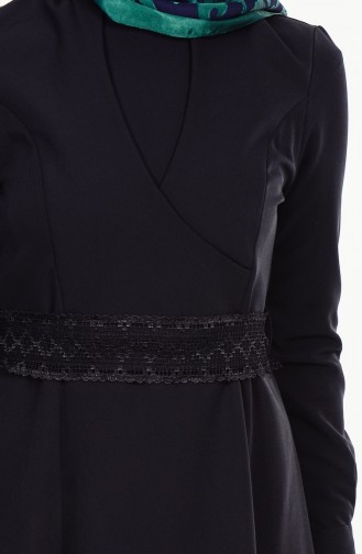 Kuşaklı Elbise 1779-03 Siyah