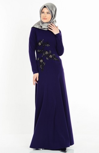 Purple Hijab Evening Dress 0026-05