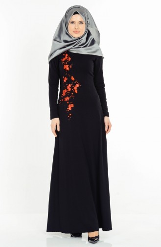 Black Hijab Evening Dress 0029-03