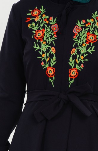 Çiçek Nakışlı Elbise 1790-03 Siyah