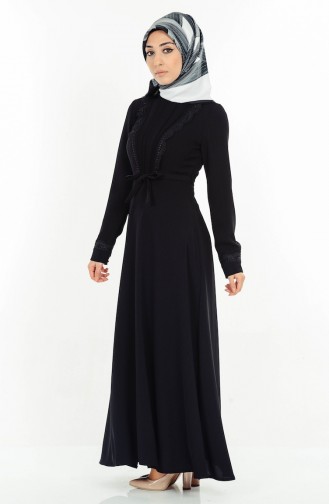 Dantel Detaylı Elbise 1796-05 Siyah