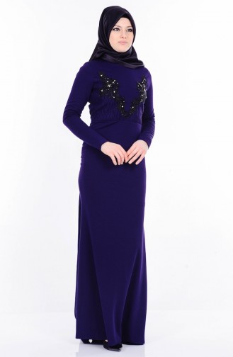 Dark Purple Hijab Dress 0070-02