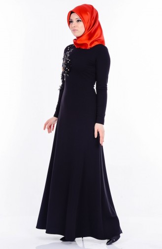 Pul İşlemeli Elbise 0027-02 Siyah