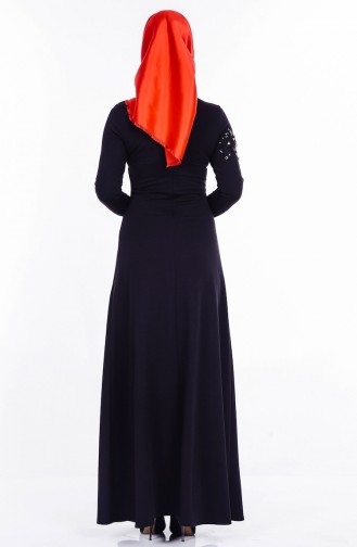 Pul İşlemeli Elbise 0027-02 Siyah