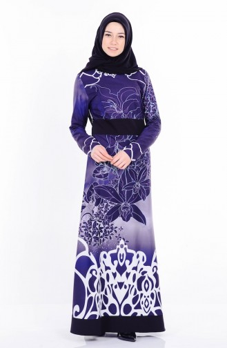 Dunkelblau Hijab Kleider 11001-03