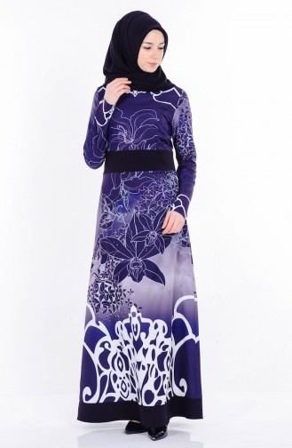 Dunkelblau Hijab Kleider 11001-03