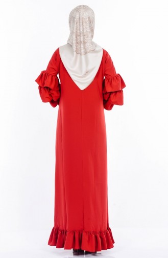 Fırfırlı Elbise 1991-04 Bordo