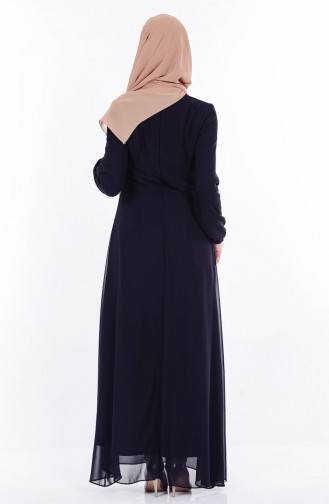 Taş Baskılı Şifon Elbise 99004-02 Siyah
