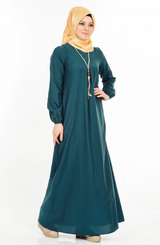 بينجيسو فستان بتصميم مُزين بقلادة 4073-06 لون أخضر زمردي 4073-06