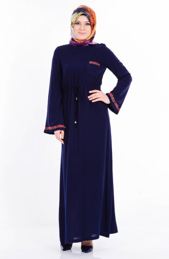 Navy Blue Hijab Dress 1151-01